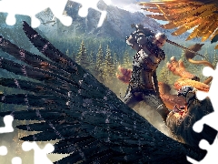 The Witcher 3 Wild Hunt, game, Bird, Fight, Geralt of Rivia, The Witcher 3 Wild Hunt