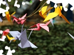 Origami, Cards, birds, color