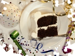 plate, caps, birthday, cake