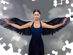 wings, brunette, jennifer lawrence, The Hunger Games, angel, Black