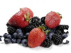 blackberries, strawberries, blueberries