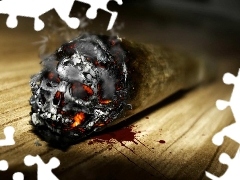 burnt, skull, blood, Cigarette