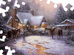 bloodstock, Thomas Kinkade, winter, manor-house, picture