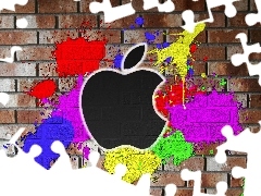 Apple, color, blots, brick