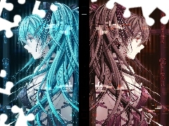 Hatsune Miku, pink, Blue