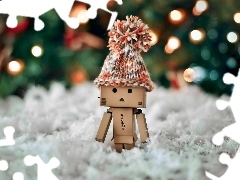 Danbo, lights, blur, winter