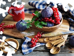 currant, figs, Spoons, red hot, composition, jug, board