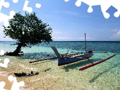 Boat, Ocean, trees