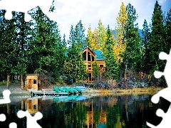 boats, house, lake