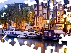 Boats, Amsterdam, night