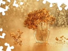 Bokeh, vase, dry, Flowers, hydrangea