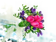 bouquet, Tulips, Freesias