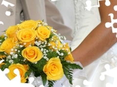 bouquet, roses, wedded
