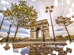 trees, lanterns, Bow, Paris