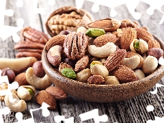 bowl, nuts, almonds