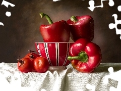 bowl, pepper, tomatoes