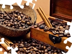 box, cinnamon, coffee, wood, grains