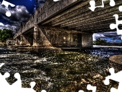 bridge, clouds, River