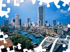 Singapur, port, bridge, Town