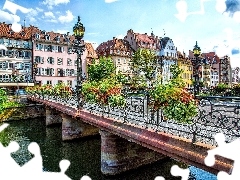 bridge, color, strasbourg, France, River, apartment house