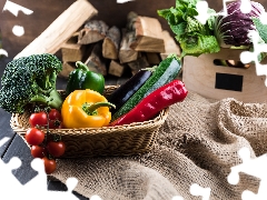 tomatoes, broccoli, vegetables, pepper, nature