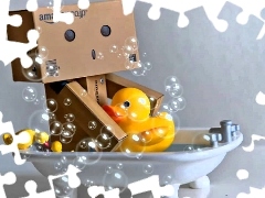 bubbles, ducks, In bath, Bath, Danbo