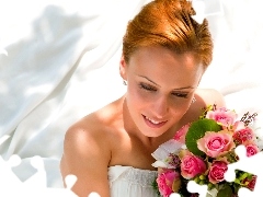 lady, wedding, bunch, young
