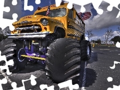 Monster Truck, school, bus