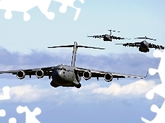 clouds, jets, Boeing C-17 Globemaster III