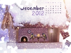 Calendar, Bird, snow