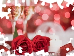 candle, Champagne, Valentine