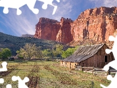 farm, Horse, canyon, pasture