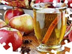 tea, cinnamon, carambola, apples