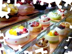 cakes, glass-case