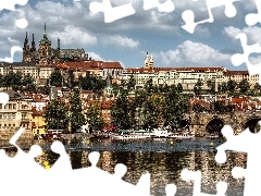 Hradcany Castle, Charles Bridge, Prague, Vltava, Czech Republic