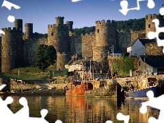 water, Cutters, Castle, boats