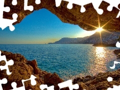 sea, sun, cave, west