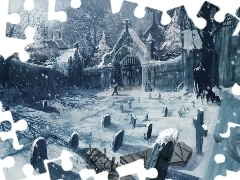 cemetery, winter, snow