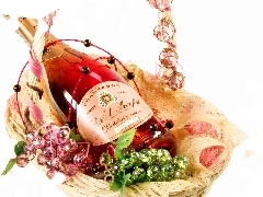 champagne, basket, Bottle