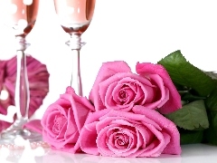 Champagne, bouquet, rouge