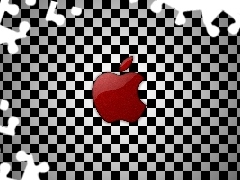 Red, checkerboard, Apple, logo