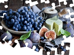 cheese, Grapes, figs