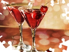 cherries, glasses, drinks