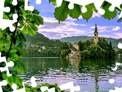 Bled, lake, chestnut, Church