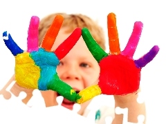 child-, painted, hands