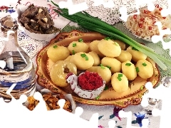 potatoes, Salads, chive, mushroom