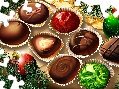 Chocolates, Twigs, baubles