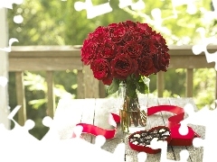 bouquet, Box, chocolates, rouge