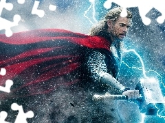 Thor, Chris Hemsworth, lightning, The Dark World