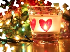Christmas, lights, A glass, Lights, fancy